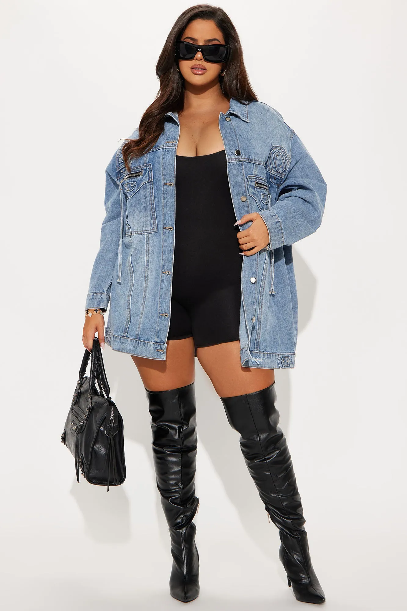 Big Impact Studded Denim Jacket - Light Wash