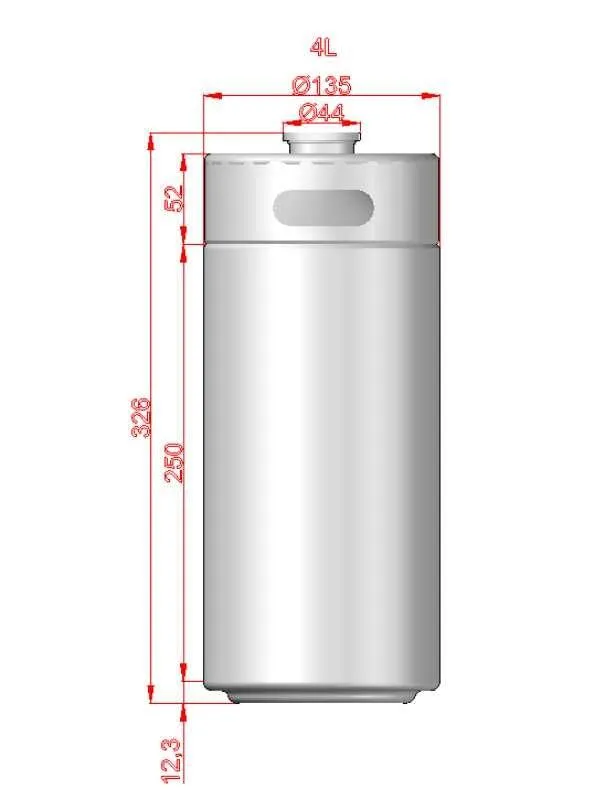 Mini Keg - 4L (approx 128oz) (135mm x 280mm)